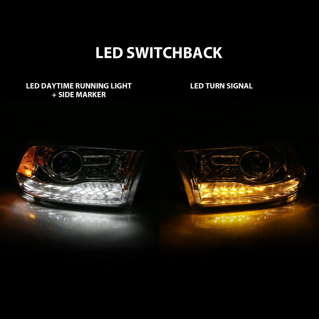 2009-2018-Dodge-Ram-1500-Projector-Plank-Style-Switchback-H.L-Halo-Chrome-Amber-(Oe-Style)