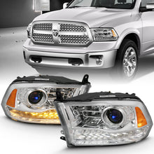 Load image into Gallery viewer, 2009-2018-Dodge-Ram-1500-Projector-Plank-Style-Switchback-H.L-Halo-Chrome-Amber-(Oe-Style)