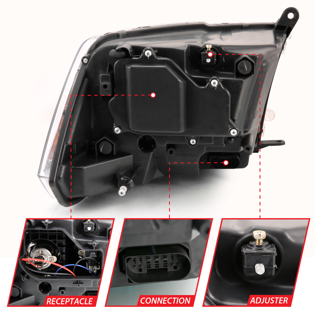 2009-2018-Dodge-Ram-1500-Projector-Plank-Style-Switchback-H.L-Halo-Chrome-Amber-(Oe-Style)