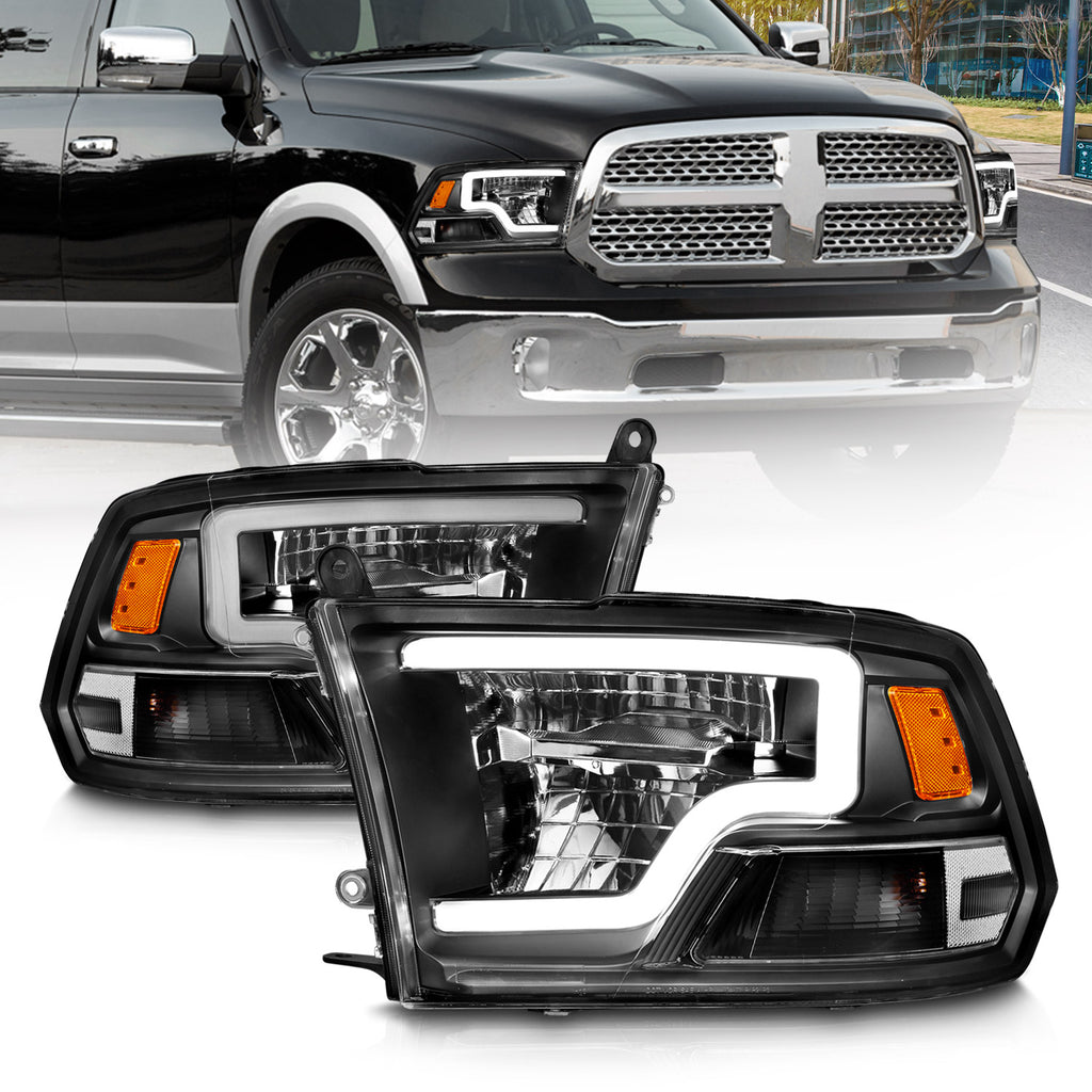 2009-2020-Dodge-Ram-1500-Full-Led-Square-Projector-Headlights-W-Chrome-Housing-Black-Amber