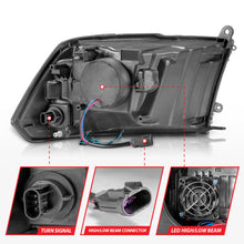 Load image into Gallery viewer, 2009-2020-Dodge-Ram-1500-Full-Led-Square-Projector-Headlights-W-Chrome-Housing-Black-Amber