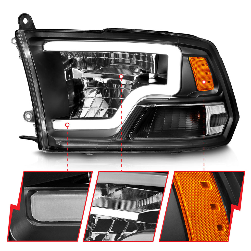2009-2020-Dodge-Ram-1500-Full-Led-Square-Projector-Headlights-W-Chrome-Housing-Black-Amber