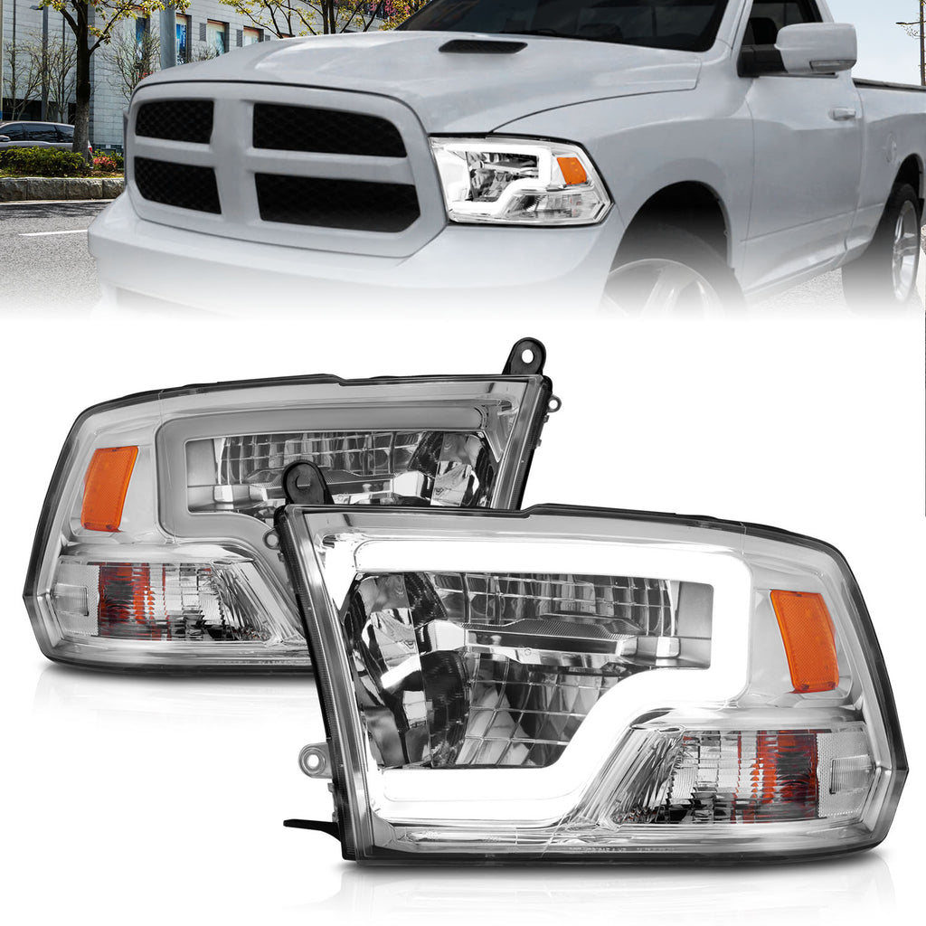 2009-2020-Dodge-Ram-1500-Full-Led-Square-Projector-Headlights-W-Chrome-Housing-Chrome-Amber