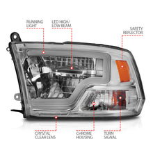 Load image into Gallery viewer, 2009-2020-Dodge-Ram-1500-Full-Led-Square-Projector-Headlights-W-Chrome-Housing-Chrome-Amber