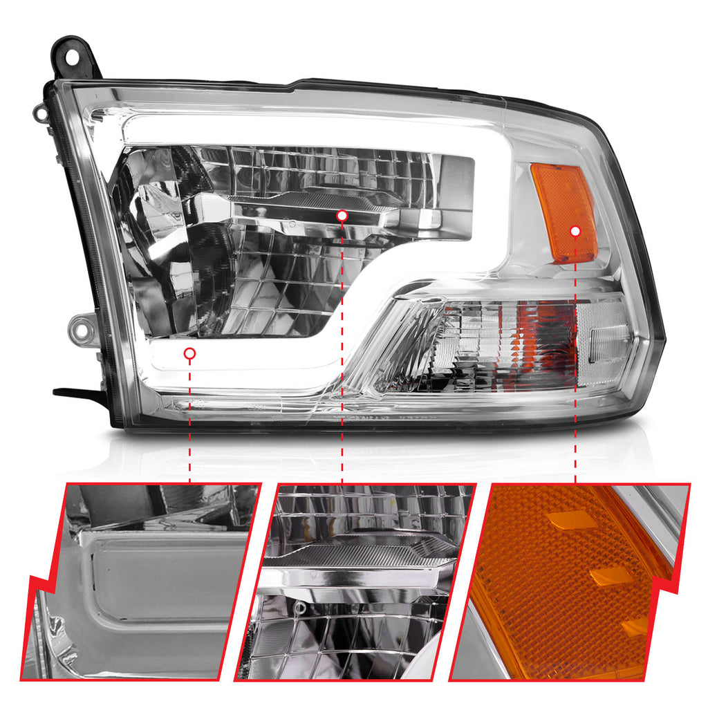 2009-2020-Dodge-Ram-1500-Full-Led-Square-Projector-Headlights-W-Chrome-Housing-Chrome-Amber
