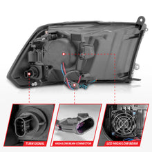 Load image into Gallery viewer, 2009-2020-Dodge-Ram-1500-Full-Led-Square-Projector-Headlights-W-Chrome-Housing-Chrome-Amber