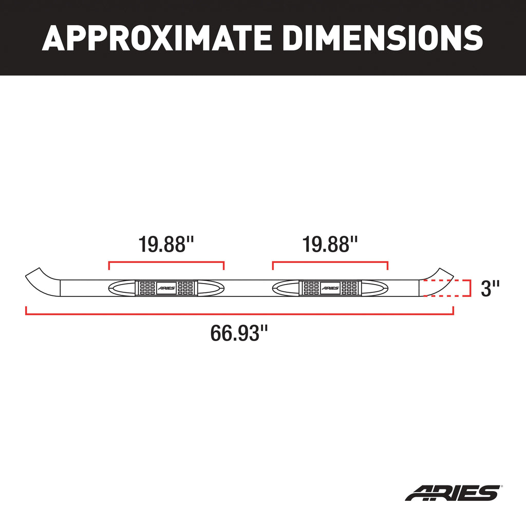 ARIES 201002 3" Round Black Steel Side Bars, Select Jeep Liberty for Select Jeep Liberty