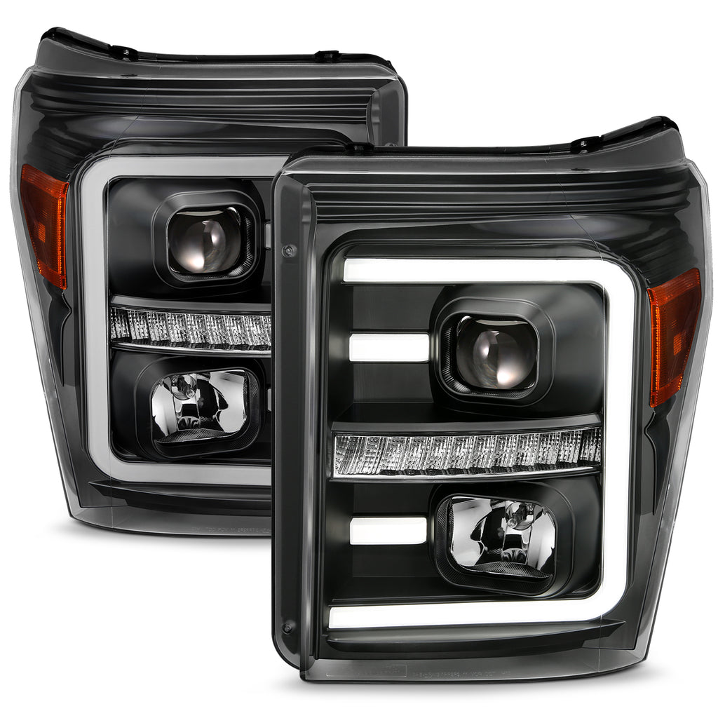2011-2016-Ford-F250-Projector-Headlights-W-Plank-Style-Switchback-Black-W-Amber