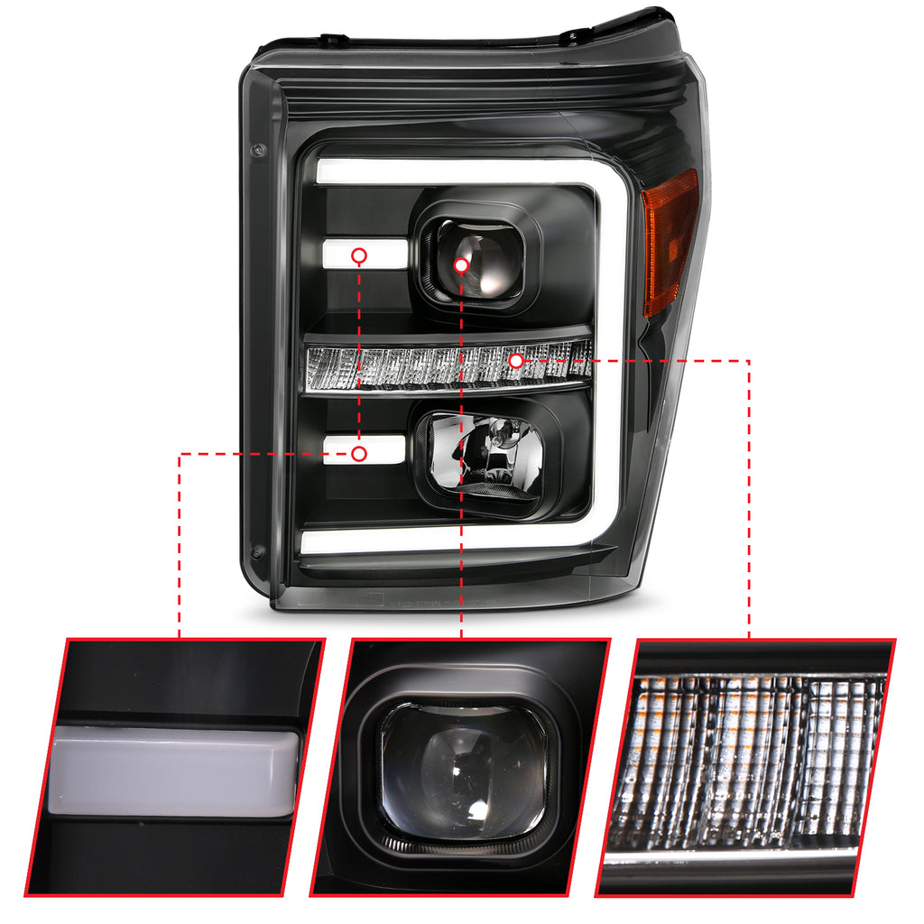 2011-2016-Ford-F250-Projector-Headlights-W-Plank-Style-Switchback-Black-W-Amber