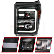 Load image into Gallery viewer, 2011-2016-Ford-F250-Projector-Headlights-W-Plank-Style-Switchback-Black-W-Amber