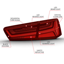 Load image into Gallery viewer, 2012-2018-Audi-A6-Led-Taillight-Black-Housing-RedClear-Lens-4-Pcs-(Sequential-Signal)
