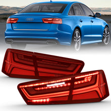 Load image into Gallery viewer, 2012-2018-Audi-A6-Led-Taillight-Black-Housing-RedClear-Lens-4-Pcs-(Sequential-Signal)