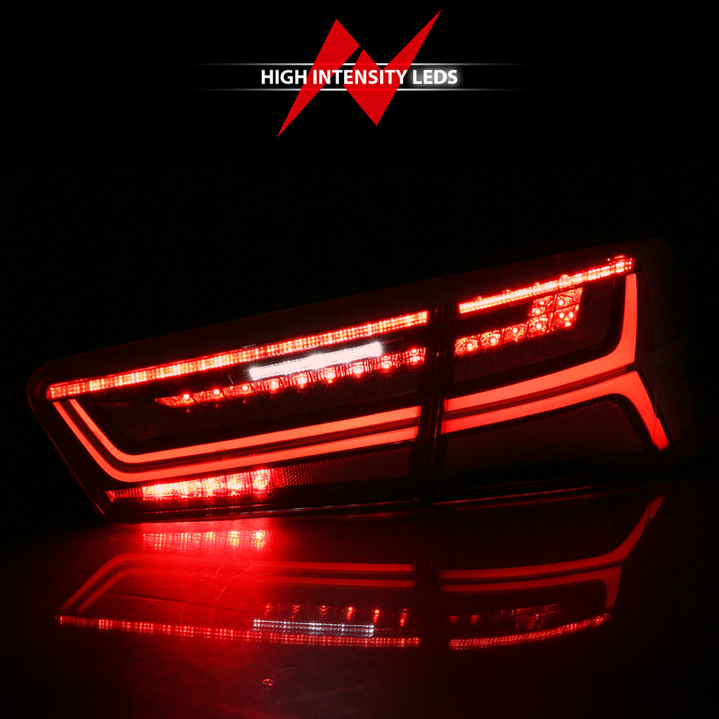2012-2018-Audi-A6-Led-Taillight-Black-Housing-RedClear-Lens-4-Pcs-(Sequential-Signal)