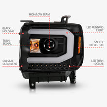 Load image into Gallery viewer, 2014-2015-Gmc-Sierra-1500-Projector-Headlights-W-Light-Bar-Black-Housing-(Halogen-Type)