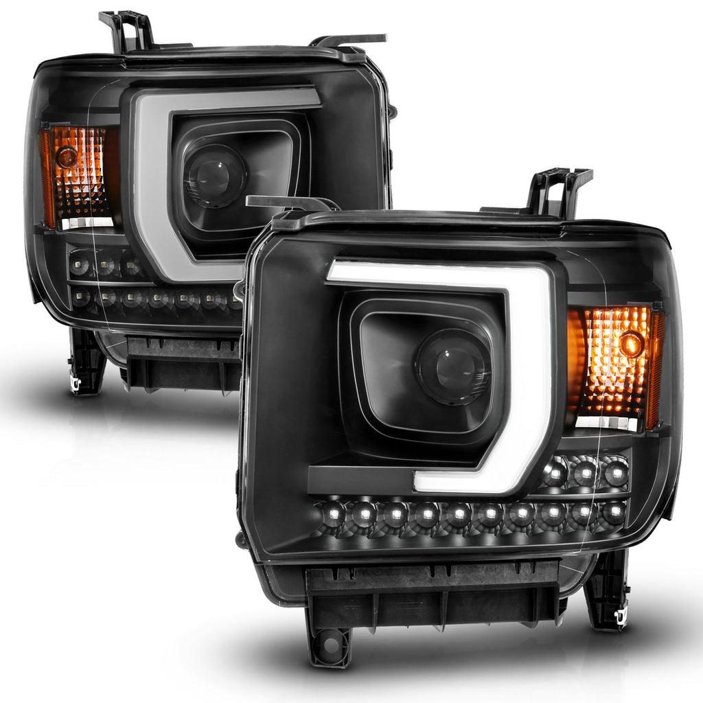 2014-2015-Gmc-Sierra-1500Hd-Projector-Plank-Style-Headlight-Black-W-Drl