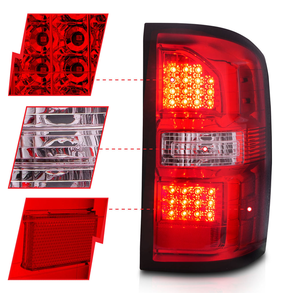 2014-2018-Gmc-Sierra-Led-Tail-Lights-Black-Housing-RedClear-Lens