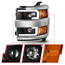 Load image into Gallery viewer, 2015-2016-Chevrolet-Silverado-Projector-Headlights-W-Plank-Style-Design-Black-W-Amber