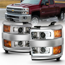 Load image into Gallery viewer, 2015-2016-Chevrolet-Silverado-Projector-Headlights-W-Plank-Style-Design-Chrome-W-Amber