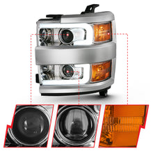 Load image into Gallery viewer, 2015-2016-Chevrolet-Silverado-Projector-Headlights-W-Plank-Style-Design-Chrome-W-Amber