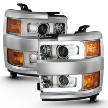 Load image into Gallery viewer, 2015-2016-Chevrolet-Silverado-Projector-Headlights-W-Plank-Style-Design-Chrome-W-Amber