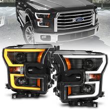 Load image into Gallery viewer, 2015-2017-Ford-F-150-Projector-Headlights-W-Plank-Style-Switchback-Black-W-Amber