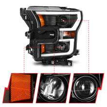 Load image into Gallery viewer, 2015-2017-Ford-F-150-Projector-Headlights-W-Plank-Style-Switchback-Black-W-Amber