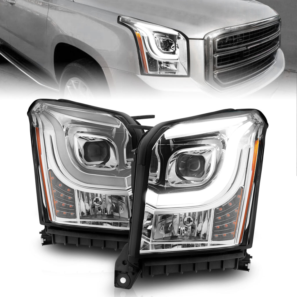 2015-2017-Gmc-Yukon-Xl-Projector-Headlights-W-Lightbar---ChromeAmber