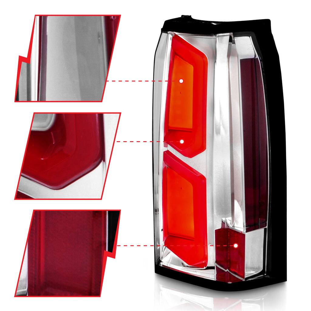 2015-2020-Chevrolet-Tahoe-Led-Tail-Lights-W-Light-Bar-Chrome-Housing-Clear-Lens