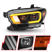 Load image into Gallery viewer, 2016-2017-Toyota-Tacoma-Projector-Headlights-W-Plank-Style-Switchback-Black-W-Amber-W-Drl
