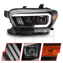 Load image into Gallery viewer, 2016-2017-Toyota-Tacoma-Projector-Headlights-W-Plank-Style-Switchback-Black-W-Amber
