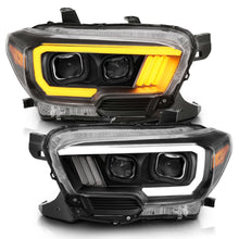 Load image into Gallery viewer, 2016-2017-Toyota-Tacoma-Projector-Headlights-W-Plank-Style-Switchback-Black-W-Amber