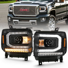 Load image into Gallery viewer, 2016-2019-Gmc-Sierra-1500-Projector-Headlight-Plank-Style-Black-W-Sequential-Amber-Signal