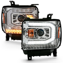 Load image into Gallery viewer, 2016-2019-Gmc-Sierra-1500-Projector-Headlight-Plank-Style-Chrome-W-Sequential-Amber-Signal