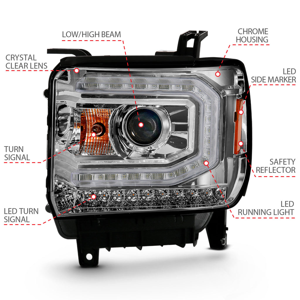 2016-2019-Gmc-Sierra-1500-Projector-Headlight-Plank-Style-Chrome-W-Sequential-Amber-Signal