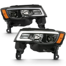 Load image into Gallery viewer, 2017-2018-Jeep-Grand-Cherokee-Projector-Headlights-W-Plank-Style-Switchback---Black-W-Amber