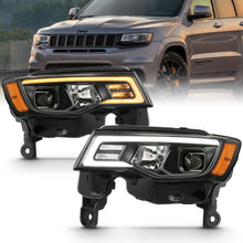 Load image into Gallery viewer, 2017-2018-Jeep-Grand-Cherokee-Projector-Headlights-W-Plank-Style-Switchback---Black-W-Amber