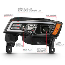 Load image into Gallery viewer, 2017-2018-Jeep-Grand-Cherokee-Projector-Headlights-W-Plank-Style-Switchback---Black-W-Amber