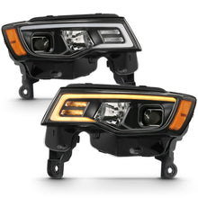 Load image into Gallery viewer, 2017-2018-Jeep-Grand-Cherokee-Projector-Headlights-W-Plank-Style-Switchback---Black-W-Amber
