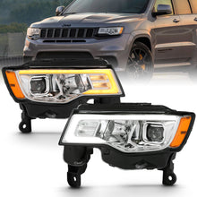 Load image into Gallery viewer, 2017-2018-Jeep-Grand-Cherokee-Projector-Headlights-W-Plank-Style-Switchback---Chrome-W-Amber