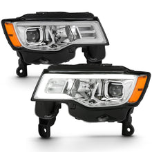 Load image into Gallery viewer, 2017-2018-Jeep-Grand-Cherokee-Projector-Headlights-W-Plank-Style-Switchback---Chrome-W-Amber