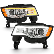 Load image into Gallery viewer, 2017-2018-Jeep-Grand-Cherokee-Projector-Headlights-W-Plank-Style-Switchback---Chrome-W-Amber