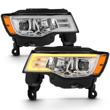 Load image into Gallery viewer, 2017-2018-Jeep-Grand-Cherokee-Projector-Headlights-W-Plank-Style-Switchback---Chrome-W-Amber
