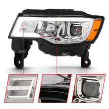 Load image into Gallery viewer, 2017-2018-Jeep-Grand-Cherokee-Projector-Headlights-W-Plank-Style-Switchback---Chrome-W-Amber