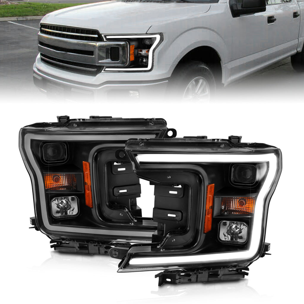 2018-2019-Ford-F-150-Projector-Plank-Style-H.L.-Black-Amber-(Without-Switchback)