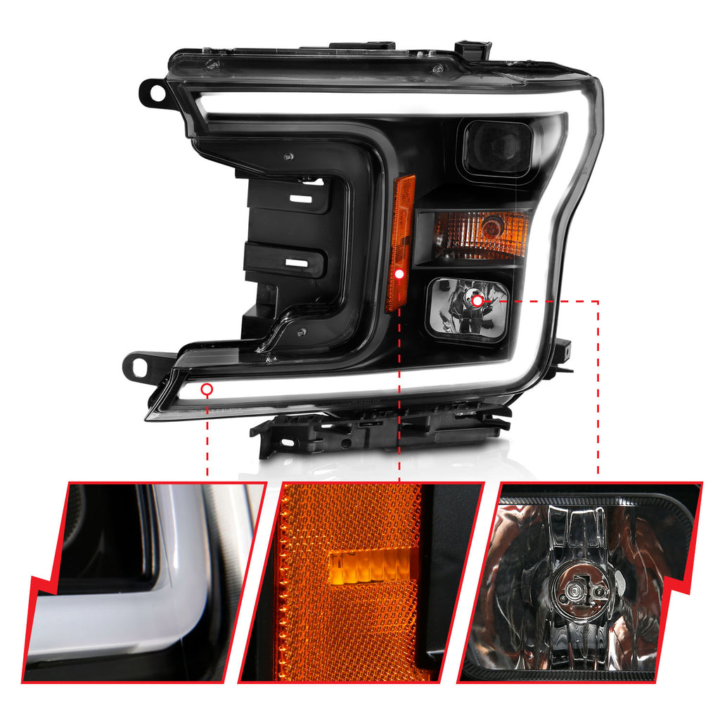 2018-2019-Ford-F-150-Projector-Plank-Style-H.L.-Black-Amber-(Without-Switchback)