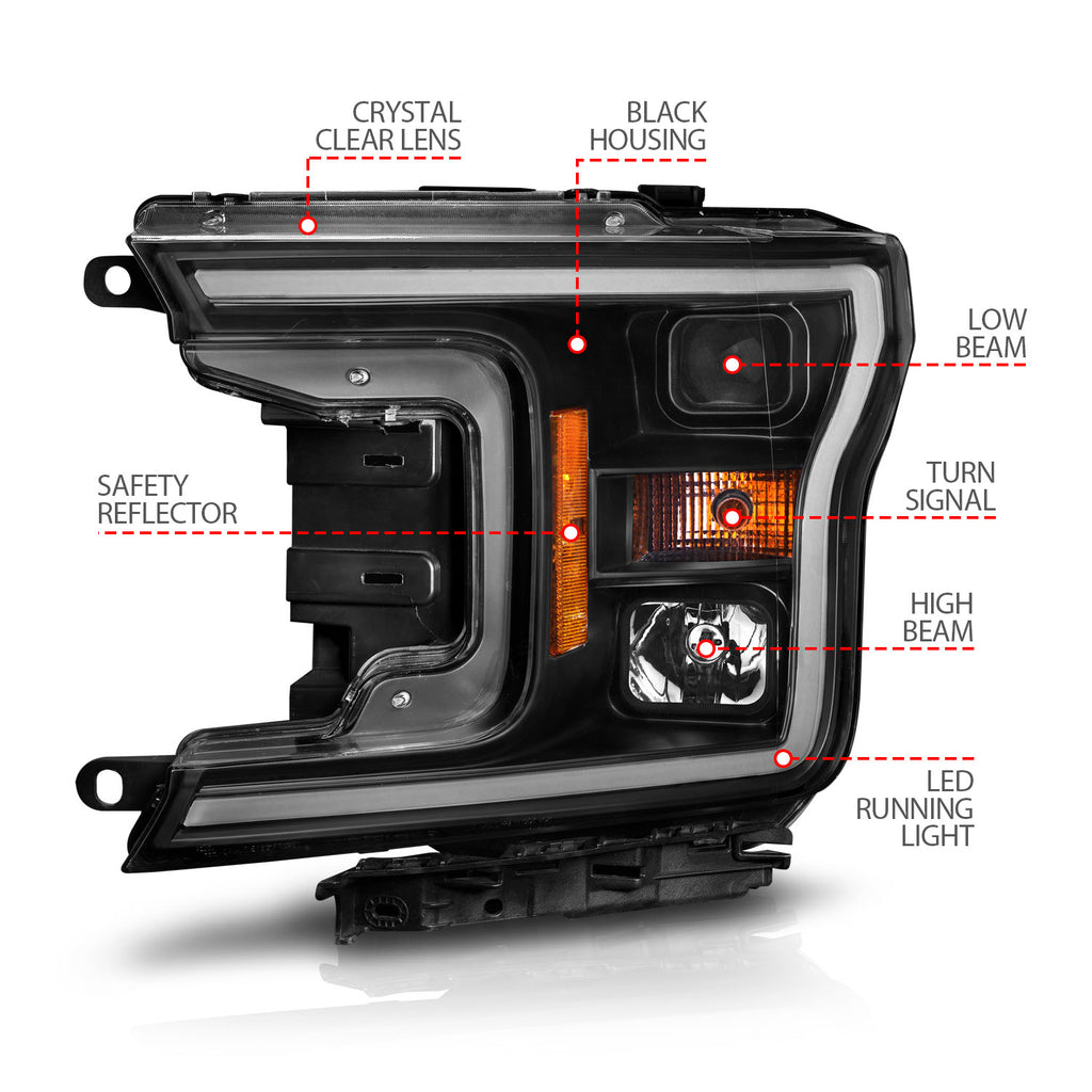 2018-2020-Ford-F-150-Projector-Headlight-W-Plank-Style-Switchback-Black-Housing