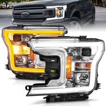 Load image into Gallery viewer, 2018-2020-Ford-F-150-Projector-Headlight-WPlank-Style-Switchback-Chrome-Housing