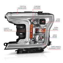 Load image into Gallery viewer, 2018-2020-Ford-F-150-Projector-Headlight-WPlank-Style-Switchback-Chrome-Housing