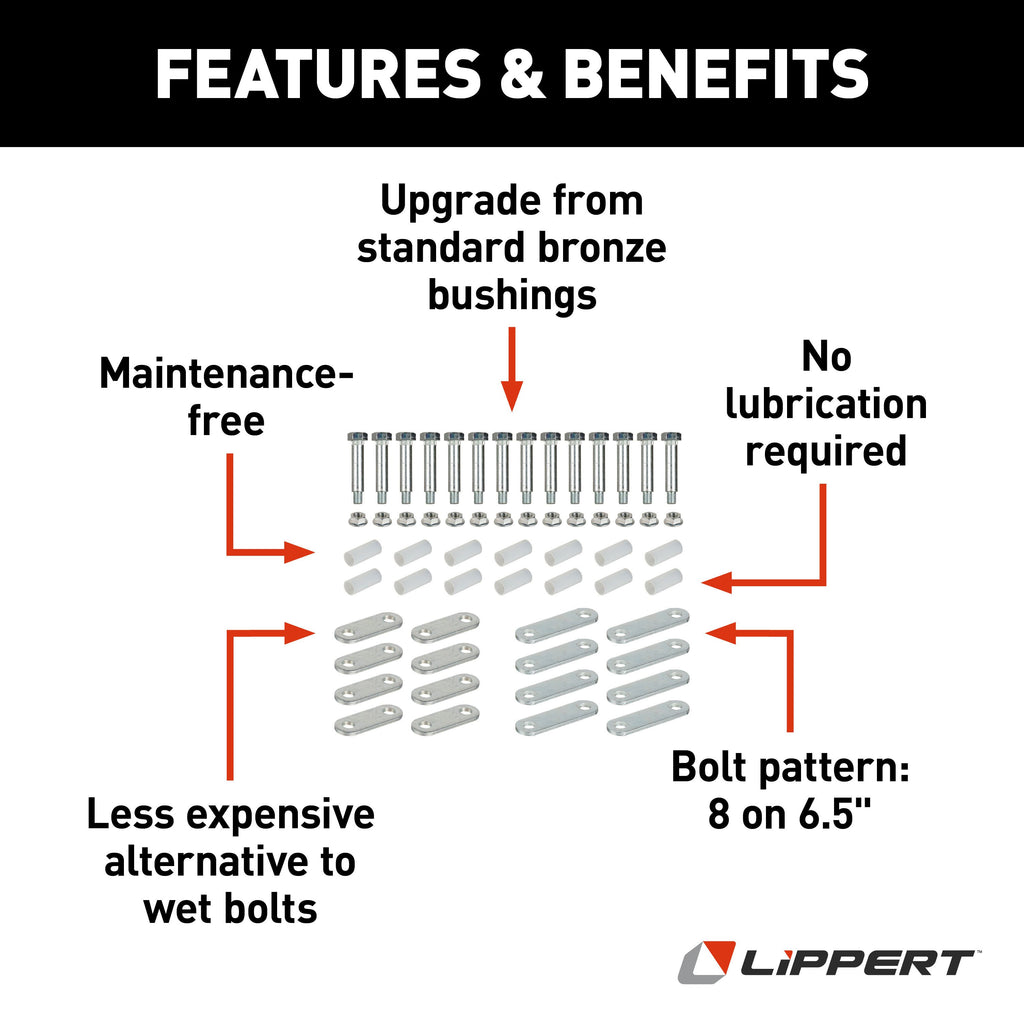 CURT 2020219547 Lippert Universal Tandem Axle Repair Kit - Nylon Bushing