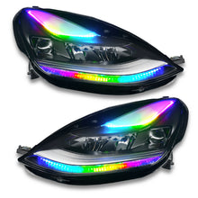 Load image into Gallery viewer, 2021-Tesla-Model-3-Dynamic-Colorshift-Headlight-Drl-Upgrade